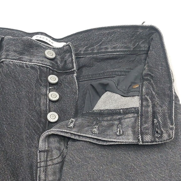 PacSun Jeans Womens Sz 27 Two Toned Black Denim High Rise Straight Button Fly - Picture 5 of 10